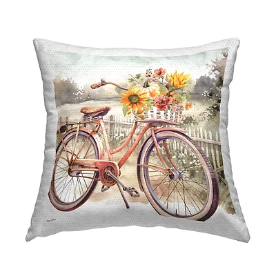 Stupell Industries Autumn Floral Bicycle Outdoor Printed Pillow