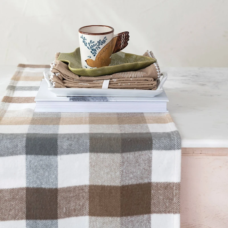 Hello Honey® 72" Plaid Brushed Cotton Flannel Table Runner with Fringe