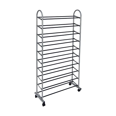 Simplify Gray 10-Tier Mobile Shoe Rack