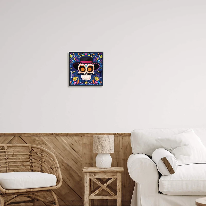 Stupell Industries Day Of Dead Patterned Skull Framed Giclee Art