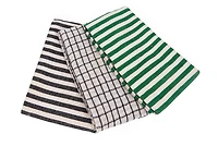 Hello Honey® Blue & Green Stripes & Checks Cotton Tea Towel Set