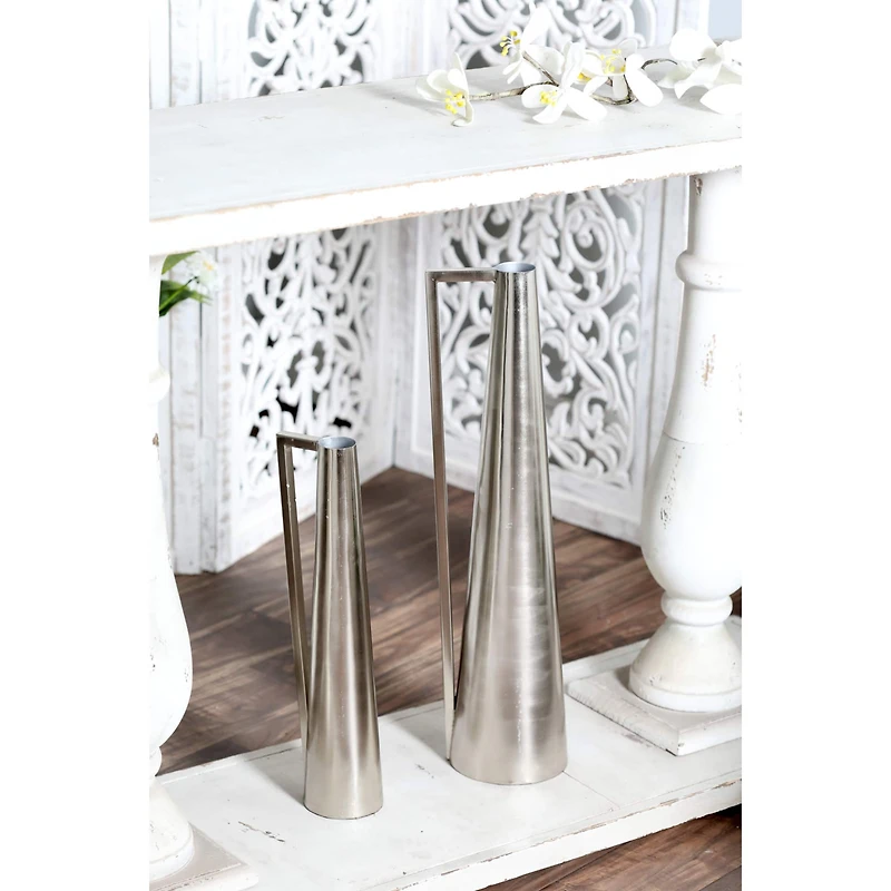 Silver Metal Glam Vase Set