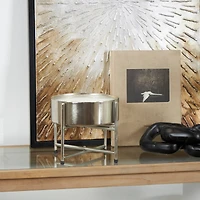 55oz. Sweet Bamboo Scented White 4 Wick Candle in Silver Bowl with Stand