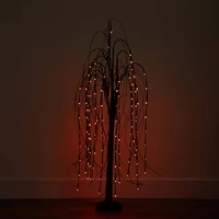 4ft. Orange & Purple LED Pre-Lit Halloween Black Willow Artificial Fall Tree