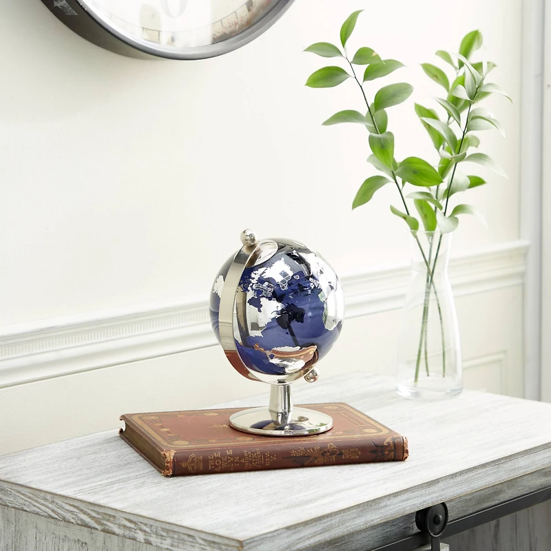 8" Blue Stainless Steel Contemporary Globe