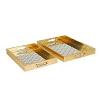 Gold Honeycomb Plastic Glam Tray Set