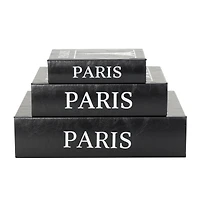 Black Eiffel Tower Paris Storage Book Box Set