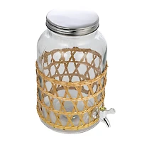 Hello Honey® 5.5qt. Glass Beverage Dispenser with Natural Woven Seagrass Sleeve