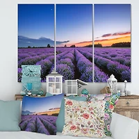 Designart - Sunrise & Dramatic Clouds Over Lavender Field I