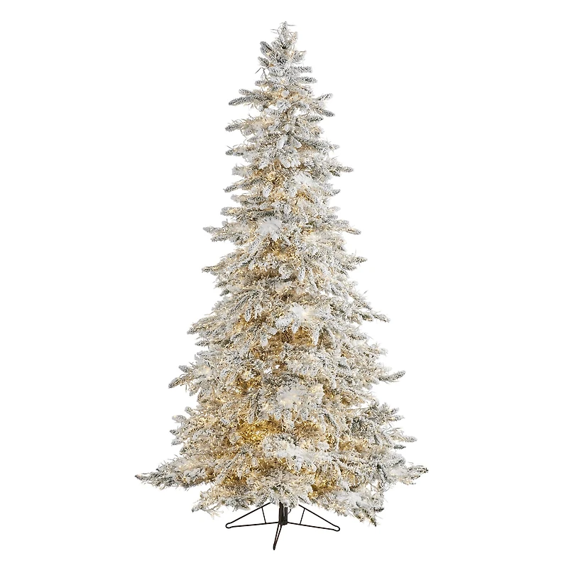 7.5ft. Pre-Lit Flocked Grand Northern Rocky Fir Artificial Christmas Tree with Warm Cluster Multifunction LED Lights