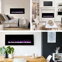 Hastings Home 54" Black LED Electric Wall Fireplace
