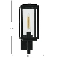 Hello Honey® Robert Stevenson Lighting Addison 17" Textured Black Metal & Glass Outdoor Light