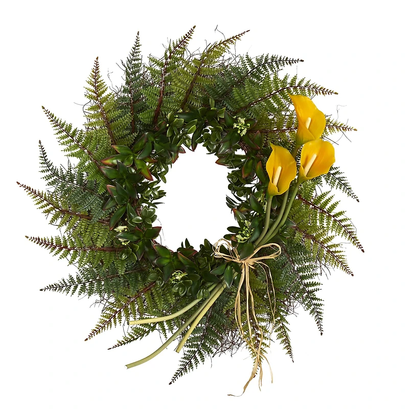 23" Fern & Calla Lily Wreath