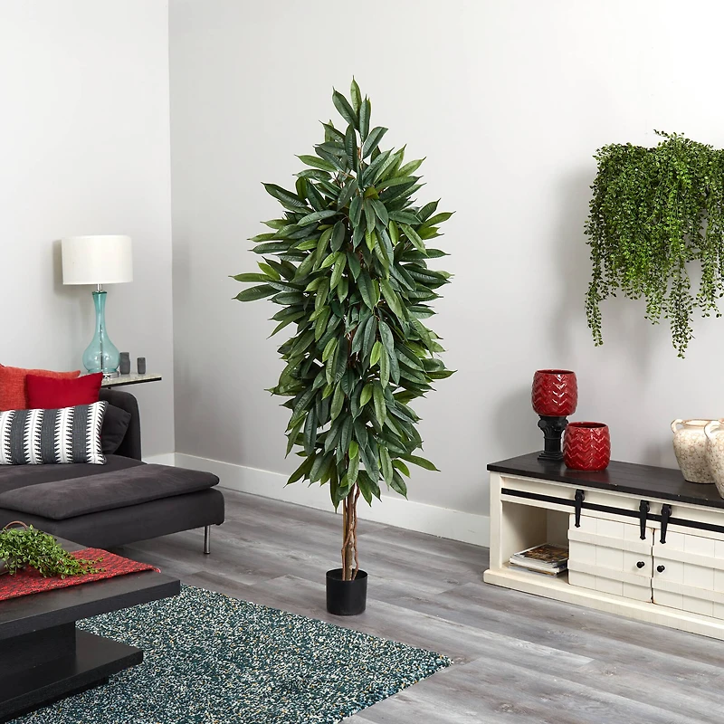 6.5ft. Potted Mango Artificial Tree