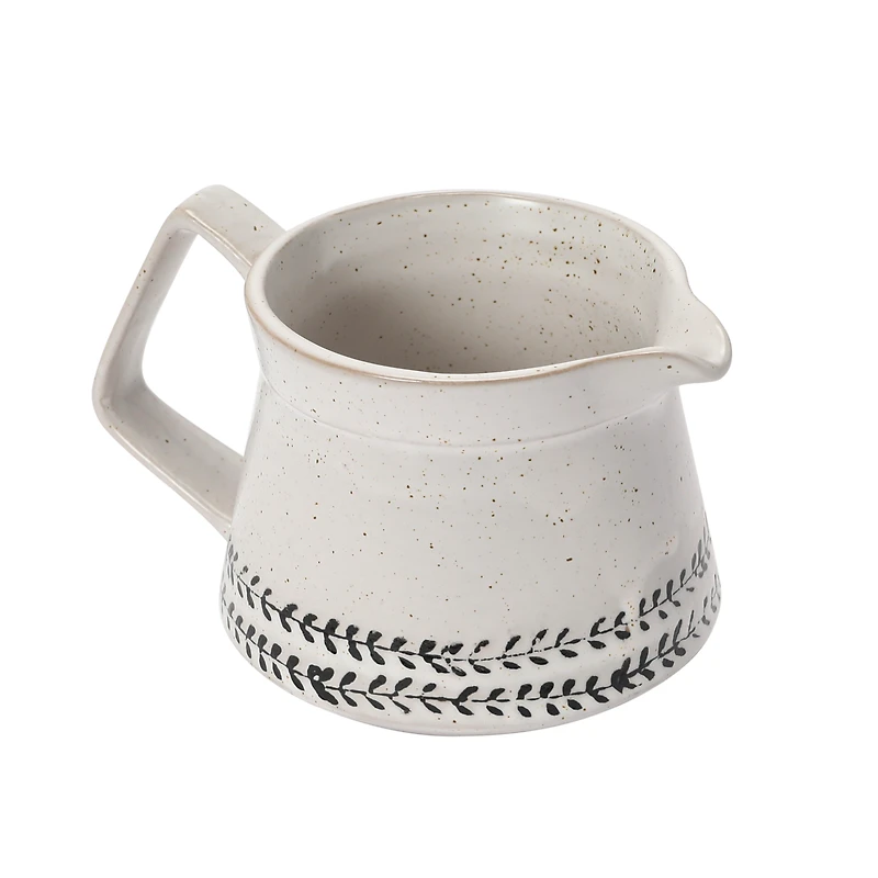 Hello Honey® 16oz. White & Black Debossed Pattern Reactive Glaze Stoneware Creamer