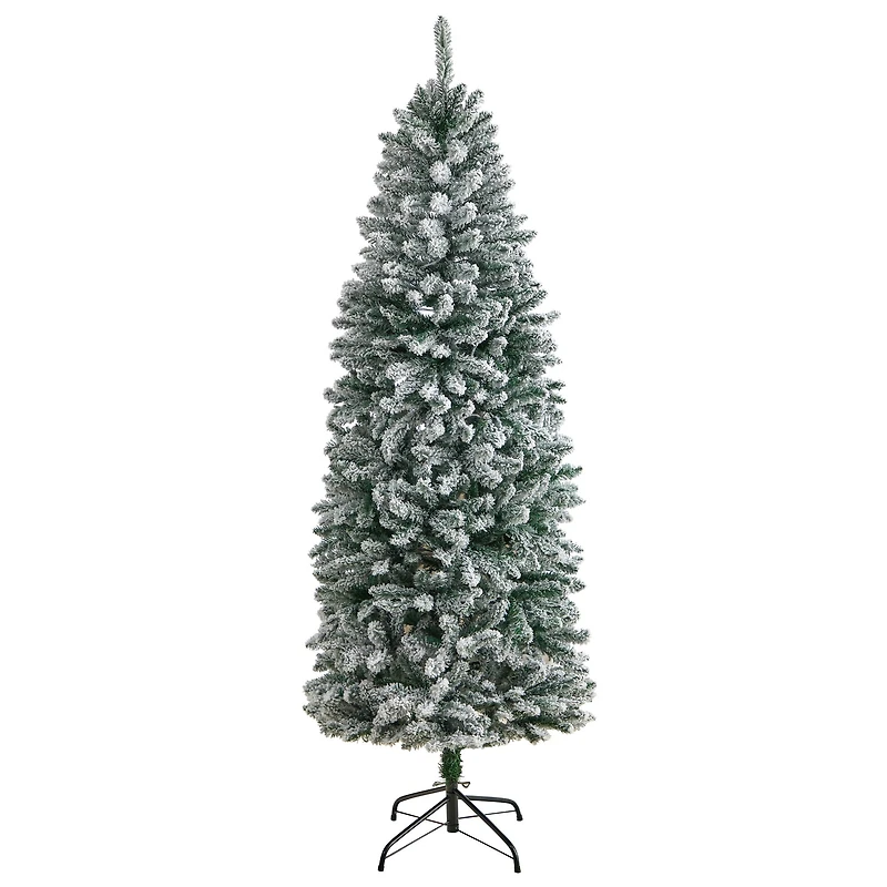 6ft. Pre-Lit Slim Flocked Montreal Fir Artificial Christmas Tree