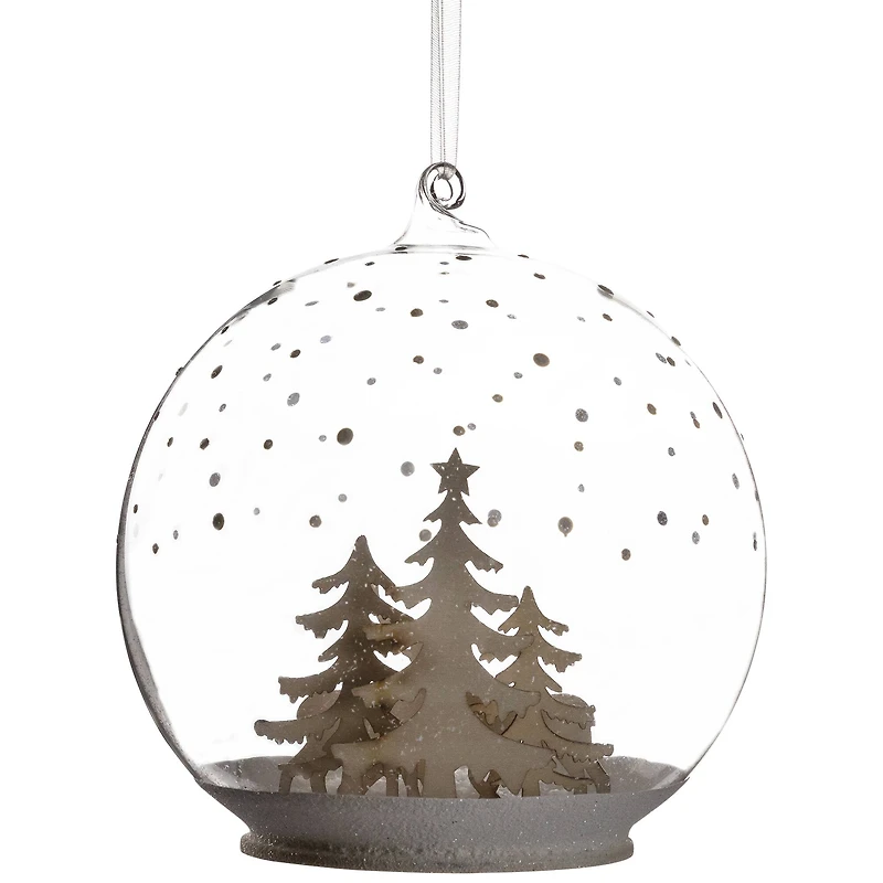 Deer Family in Snow Glass Globe Christmas Ornament - 4.75"