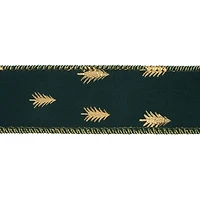 1.5" x 20ft. Green & Gold Trees Wired Ribbon by Celebrate It®