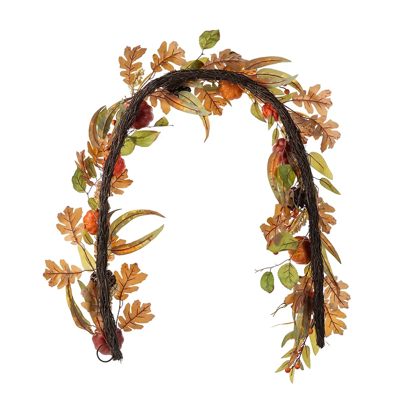 Glitzhome® 72" Fall Pumpkin Leaf Floral Garland