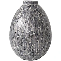 12" Gray Mother of Pearl Handmade Mosaic Inspired Vase