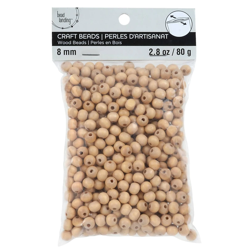 8mm Natural Wood Round Craft Beads by Bead Landing™