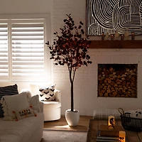 7ft. Pre-Lit Artificial Halloween Black Eucalyptus Tree with 420 Orange & Purple LED Lights