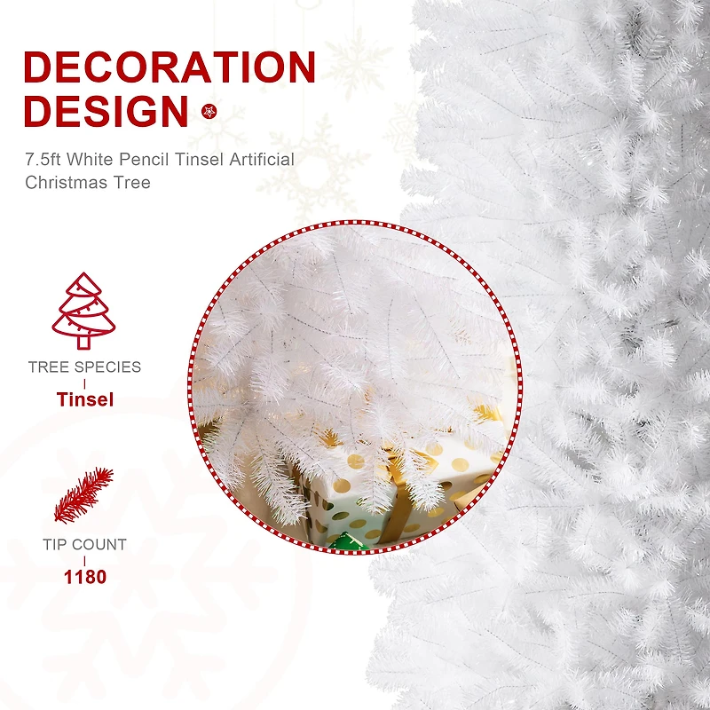 7.5ft. Unlit Pencil Tinsel Artificial Christmas Tree