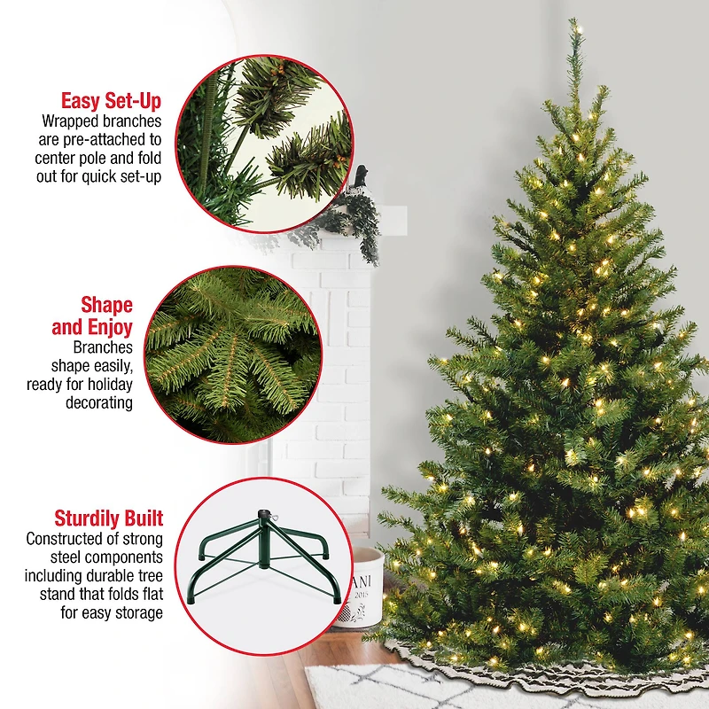 6ft. Pre-Lit Kincaid Spruce Full Artificial Christmas Tree, Clear Lights