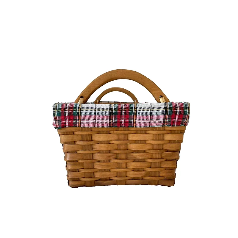 Plaid Lined Chipwood Basket by Ashland