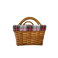 Plaid Lined Chipwood Basket by Ashland