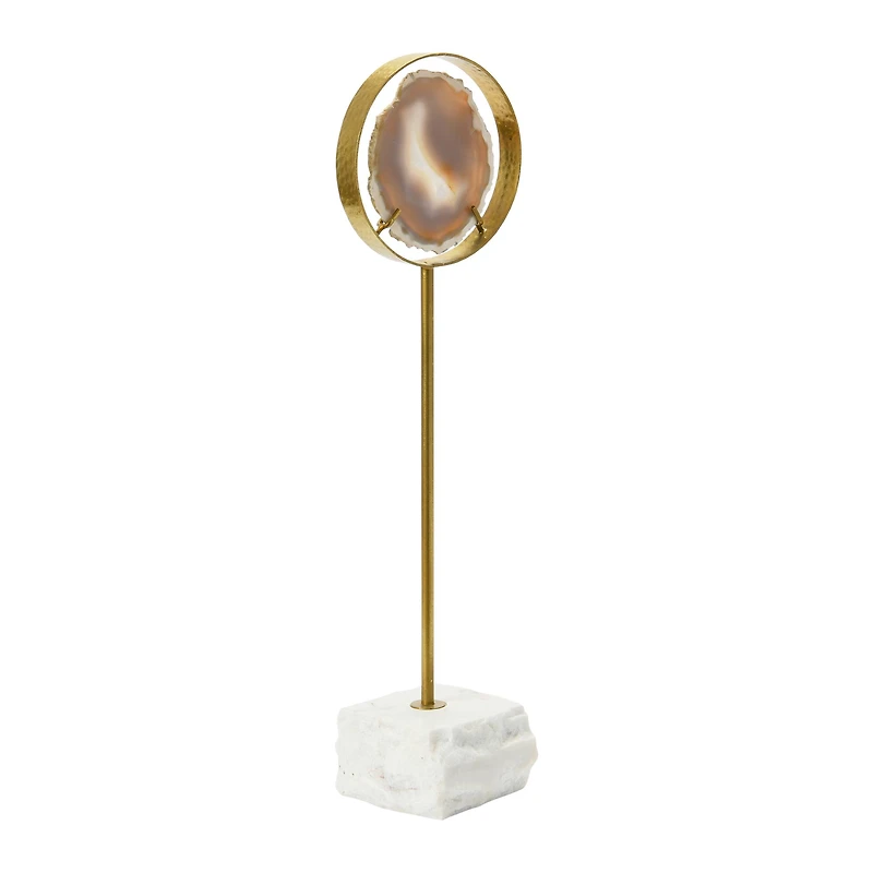 Hello Honey® 18" Gray Agate Accent on Metal & Marble Stand
