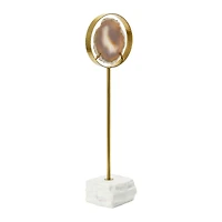 Hello Honey® 18" Gray Agate Accent on Metal & Marble Stand