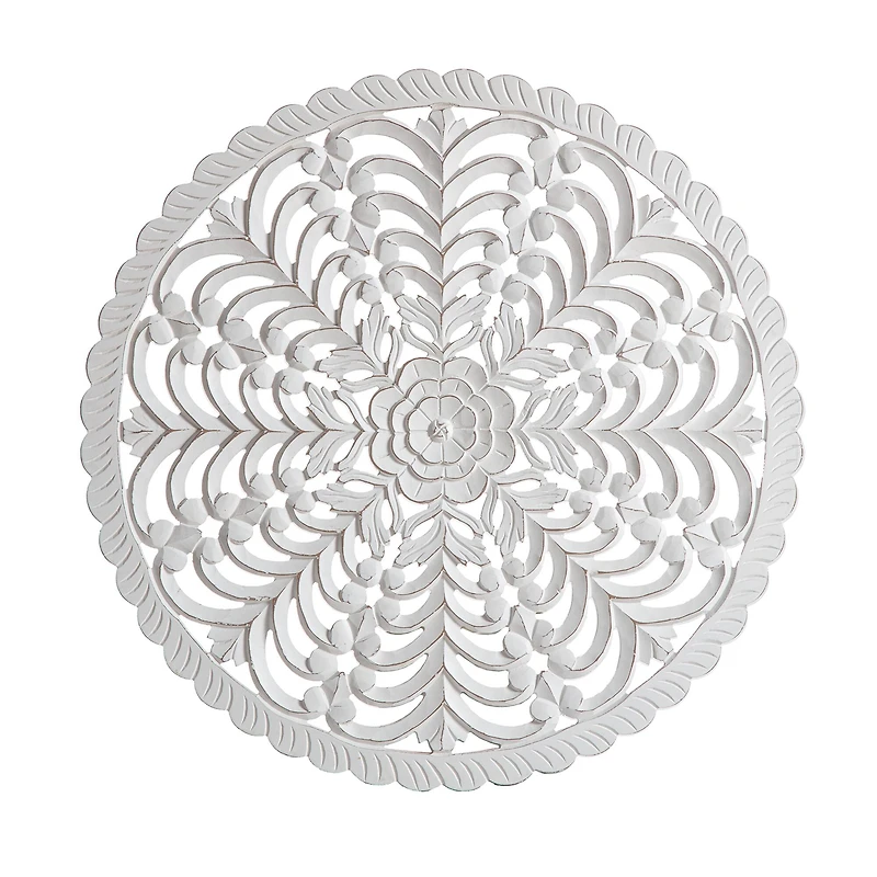 Habitat Lottie White Round Wood Wall Medallion