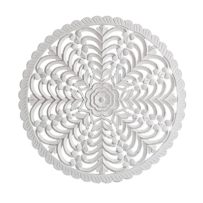 Habitat Lottie White Round Wood Wall Medallion