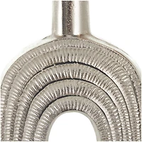 16" Silver Linear Etched Aluminum Circular Vase