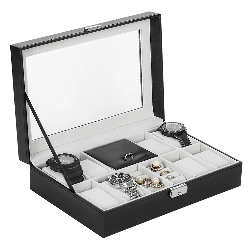 Charcoal Black Grand Ebony Jewelry Watch Box