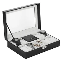Charcoal Black Grand Ebony Jewelry Watch Box