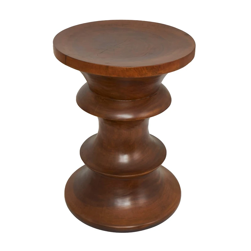 22" Brown Wood Geometric Accent Table