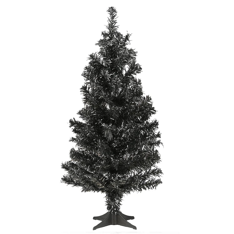 24" Unlit Black Tinsel Artificial Christmas Tree