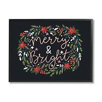 Stupell Industries Merry & Bright Poinsettia Wreath Framed Giclee Art