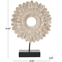 17" Cream Bird Feather Ring Sculpture