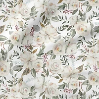 Fabric Editions White Motini Blossoms Cotton Fabric