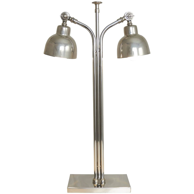 2ft. Silver Stainless Steel Desk Lamp with Dual Shades
