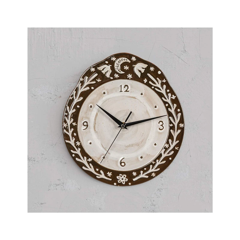 Hello Honey® Brown & White Night Sky Embossed Stoneware Clock