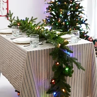 Glitzhome® 9ft. Pre-Lit Greenery Christmas Garland with Timer