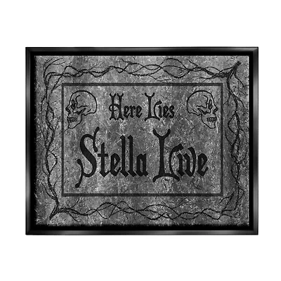 Stupell Industries Here Lies Stella Live Grave Framed Floater Canvas Wall Art