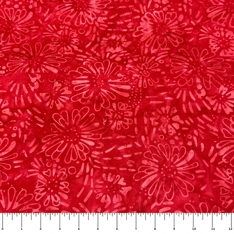 Feldman Premium Indonesian Batik Red Tie Dye Daisy Fabric