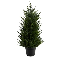18in. Pre-Lit Cedar Artificial Tree, Warm LED Lights