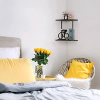 Rustic Brown 2-Tier Floating Corner Shelf
