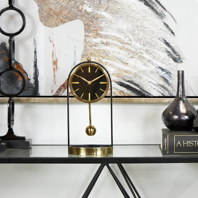 13" Gold Aluminum Tall Clock with Swinging Ball Pendulum